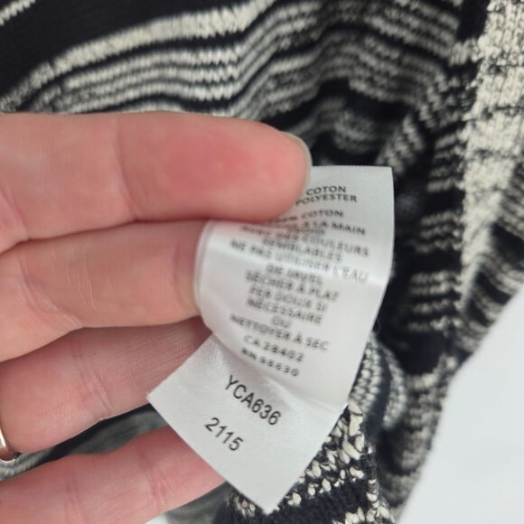 Leo and sage womens small black white stripe open front short sleeve cardigan - Picture 5 of 7